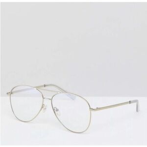 Quay Australia Still Standing aviator clear lens glasses gold/blue light blocker